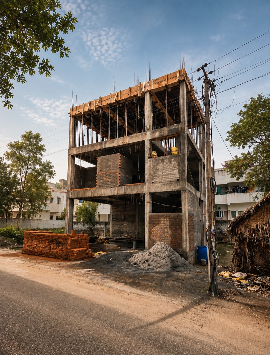 Before: Kavi Illam under construction, front