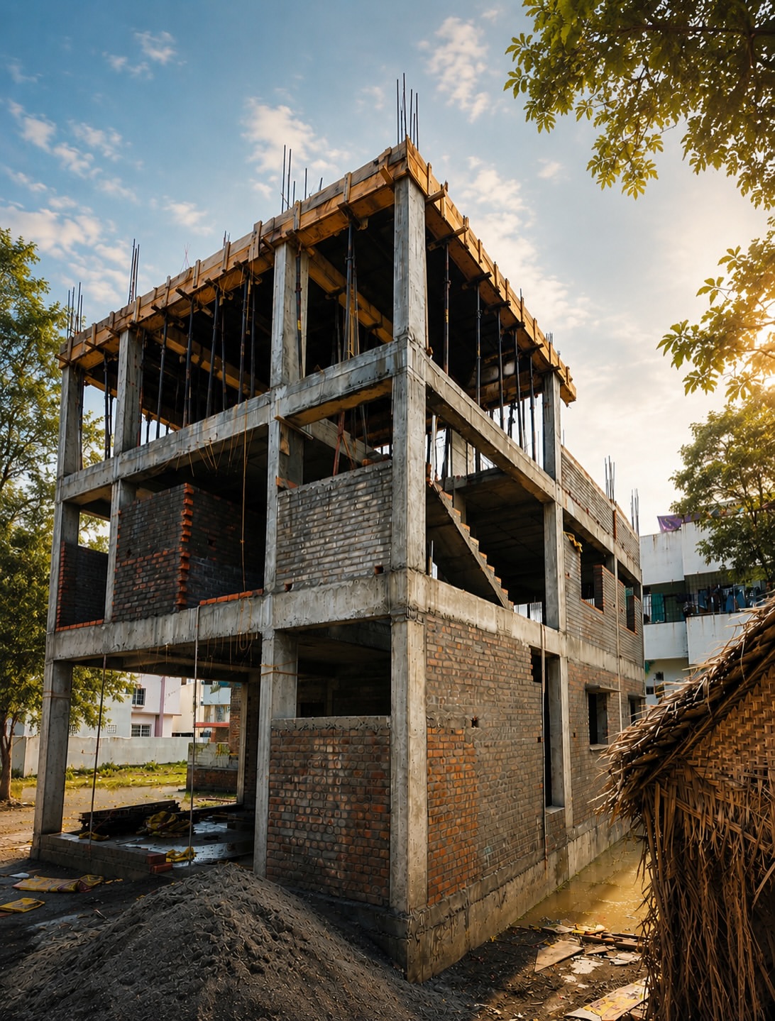 Before: Kavi Illam under construction, corner